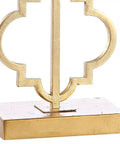 Gold iron base of 32-Inch Gold Iron Ogee Trellis Table Lamp With USB Port, Modern Glam Geometric Base, LED Bulb Included