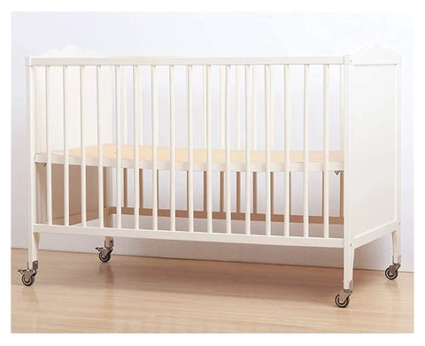 Heavy Duty Furniture Caster Wheels With Silent Rubber Brakes And Easy Roll Swivel Design Featuring Rock Solid U Shaped Bracket on a crib