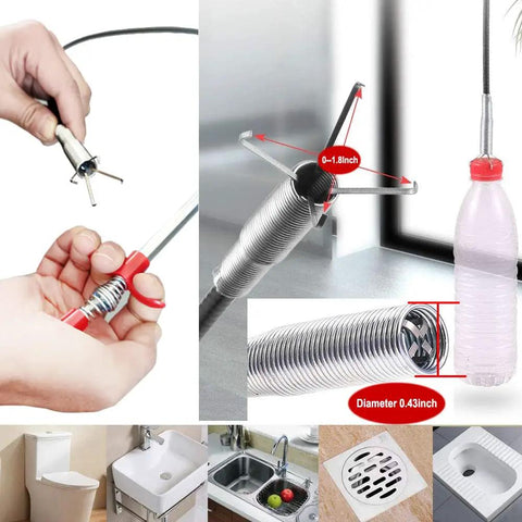 63 Inch Flexible Grabber Tool With Retractable Claw For Hair Debris And Drain Clogs Unclog Drains Sinks Toilets And Dryer Vents With Easy Reach Snaking Aid And Cable Retrieval