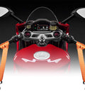 Soft Loops Tie Down Straps 4 Pack 12,000 Lbs Max Strength securing red motorcycle handlebars