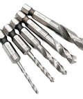 Pro Shop Ready 5 Piece Short Stubby Drill Bit Set Built Tough As Nails With Premium M2 Hss Steel And A Rock Solid 135 Degree Split Point Tip For Heavy Metal And Wood Drilling Projects in various sizes.