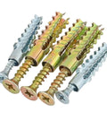 100 Sets Wall Anchors With Screws Kit For Drywall Self-Drilling Plugs And Fasteners No-Prep Install Premium Yellow Zinc-Plated Carbon Steel Rust-Resistant Heavy-Duty Mounting Hardware For Shelves, Mirrors, And TVs in mixed zinc finishes