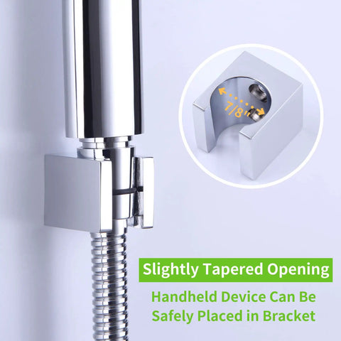 Heavy Duty Shower Head Holder Wall Mount In Chrome Brass Wand Bracket with tapered opening detail view