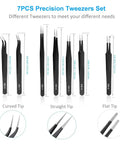 Go-To All-in-One 7-Piece Precision Tweezers Set - Anti-Static Stainless Steel ESD Tweezers Kit For Electronics