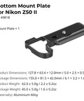 Z50 II Base Plate For Nikon Z50 II Aluminum Alloy Bottom Mount Plate With Arca Swiss Quick Release And Strap Holes