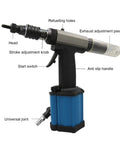 Pro Grade Heavy Duty Pneumatic Riveter Kit With Air Hydraulic Rivet Nut Tool For M3 To M8 Fasteners featuring stroke adjustment knob and anti-slip handle.