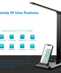 LED Desk Lamp With Wireless Charger And USB Port, Touch Control, Five Lighting Modes, 30 And 60 Minute Auto Timer, Eye Care display