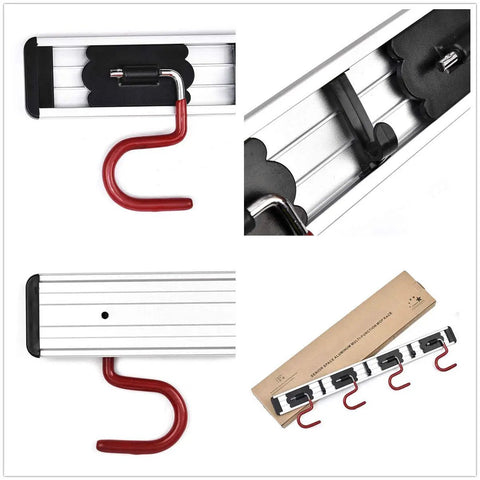 Space Saving Stainless Steel Wall Mount Mop And Broom Holder With S Type Grippers No Fuss Anti Slip Mop Rack 4 Hooks