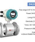 Badass Heavy Duty Electromagnetic Water Flow Meter Sensor With Reliable Performance Built Tough For Nasty Industrial Sludge RV Lines And Gritty Pipes Dn50 Metric Standard, DN20 model with display, PTFE lining, and 316L electrode.