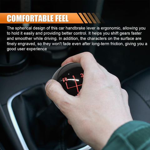 Six Speed Gear Shift Knob For Manual Transmission Cars Resin Ball Shifter Grip With M8x1.25 M10x1.5 M10x1.25 Adapters Black Replacement Shift Handle For Most Manual Vehicles