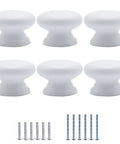 Six Pack Round Wooden Cabinet Knobs In Crisp White With Trimmable Screws For Zero Fuss Dresser And Closet Swaps That Straight Up Deliver The Goods And Keep Things Looking Sharp.