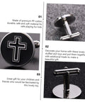 Cross Cufflinks For Men Titanium Steel Durable Dress Fasteners Stylish Decorative Shirt Buttons 1 Pair Ready For Work Meetings Formal Events Boss Style For Business Attire Premium Finish With Secure Clasps