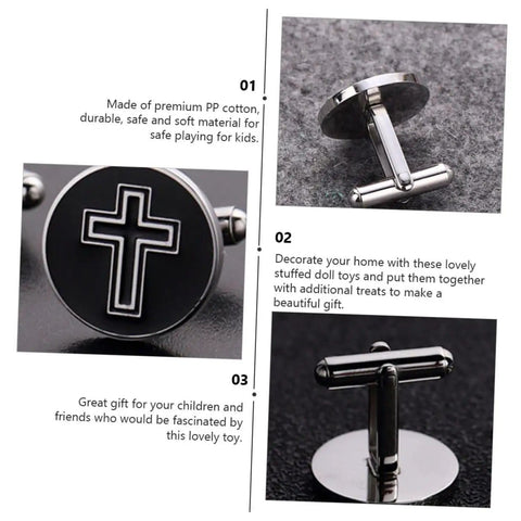 Cross Cufflinks For Men Titanium Steel Durable Dress Fasteners Stylish Decorative Shirt Buttons 1 Pair Ready For Work Meetings Formal Events Boss Style For Business Attire Premium Finish With Secure Clasps