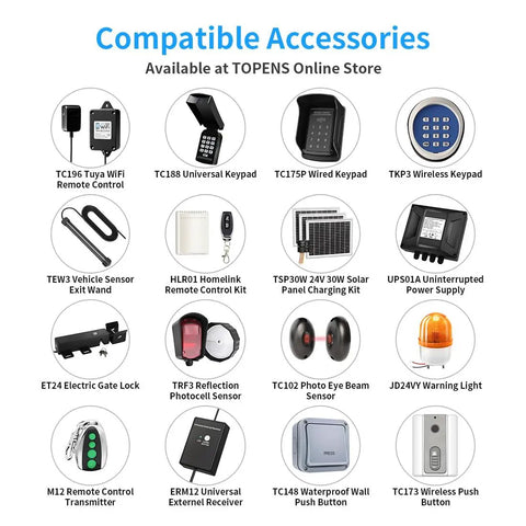 Compatible accessories for Dual Swing Gate Opener For Light Duty Gates Up To 12 Feet Per Arm Electric Driveway Gate Operator
