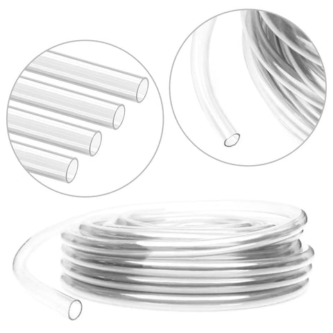 Slick Clear Pvc Vinyl Tubing Hose With Three Quarter Inch Inside Diameter And One Inch Outside Measuring Ten Feet Long Stays Super Bendy For Any Badass Diy Project You Gotta Finish close-up showing flexible clear PVC hose coils and ends.