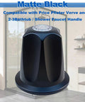 Matte Black Shower Knob Replacement Kit For Pfister Verve Tub And Shower 3-Piece Set close-up in modern bathroom