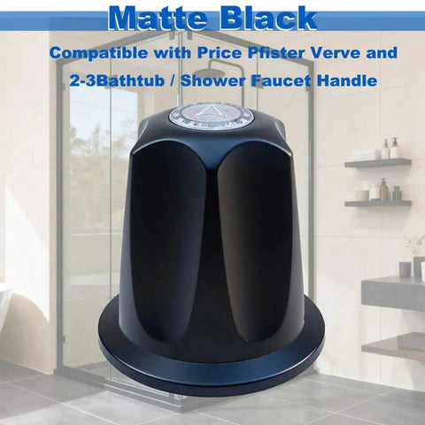 Matte Black Shower Knob Replacement Kit For Pfister Verve Tub And Shower 3-Piece Set close-up in modern bathroom