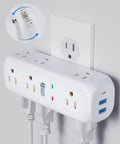 Beefed Up 9 Outlet Swivel Power Strip With 3 USB Ports And USB C 360 Degree Rotating Prongs Surge Protector plugged into wall