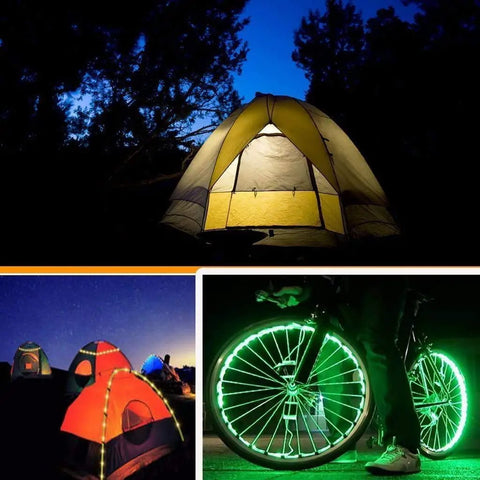 USB LED Strip Lights With 24 Keys Remote 5050 RGB Color Changing 6.56 Feet 2 Meters Flexible used in camping and bike lighting scenes.