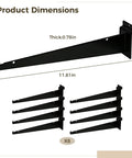Heavy Duty 12 Inch Wall Shelf Brackets Set Of 8 Steel Shelf Holders dimensions and thickness in black rustproof finish