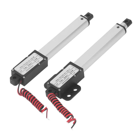 Top Tier 150N Electric Linear Actuator With 75mm Stroke And 12V Power showcasing smooth metal body and wiring for DIY ramps.