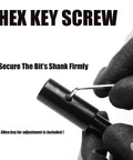 Heavy Duty 10 Inch Forstner Bit Extension With 3/8 Hex Shank securing the bit's shank with hex key screw during use.