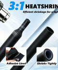 Dope Heat Shrink Tube Set With 150 Pieces And 8 Sizes For Snazzy DIY Wrapping, 3:1 Ratio Adhesive Lining Cable Sleeves Perfect For Everyday Repairs And Cool Projects In Sleek Black heat shrink tubes, 3:1 ratio, adhesive lined