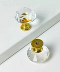 Two Pack Premium Crystal Glass Cabinet Handles Slick Luxury Modern Pulls for Cabinets and Drawers Golden Finish 20mm Diameter