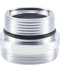 Durable Brass Faucet Aerator Adapter For A Quick M18.5 Male To M22 Kitchen Sink Swap with chrome finish and rubber O-ring.