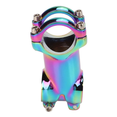 Lightweight Aluminum Alloy Bicycle Stem With CNC Machining In Dazzle Color, 31.8mm Handlebar Stem, front view, colorful finish