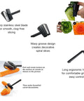 Front view of Amazon Spiral Vegetable Cutter Set with stainless steel blade for spiral carrot and cucumber slices