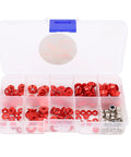Premium Aluminum CNC Machined RC Screw Washer Kit with red anodized flat cup head washers and nuts for RC cars