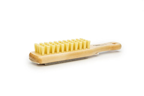 10 Inch File Card And Brush With Wood Base Grip For Hand Files And Rasps Keeps Teeth Clean And Debris Free Easy Grip Tool For Metalworking And Shop Maintenance on white background