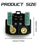 Rock Solid And Built Tough Heavy Duty 30A Starter Solenoid Relay dimensions 4.5cm x 3.8cm, copper terminals, top view.