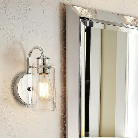 Braelyn 1 Light Wall Sconce With Clear Seeded Glass In Classic Pewter, Vintage Industrial Vanity Lighting For Bathrooms And Dining Rooms