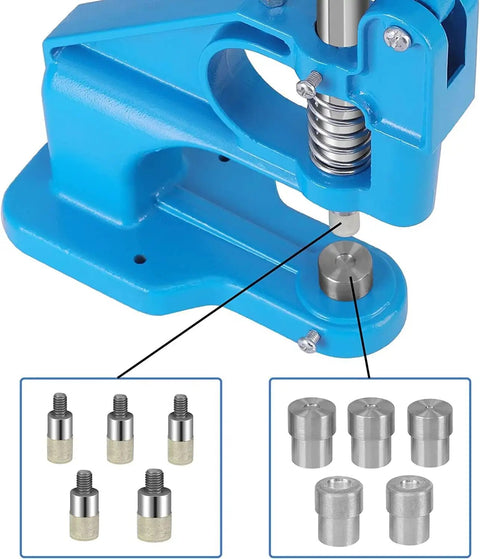 Heavy Duty Hand Press Grommet Machine Kit With 5 Dies And 300 Grommets And Eyelet Punch Tool Durable Aluminum Body Portable DIY Kit Cyan Blue