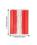Top view of 16 Pack Clear Self Adhesive Plastic Hinges With Heavy Duty Grip, measuring 1.73 x 1.34 inches, ideal for projects.