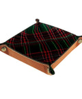 Slick Dark Green Tartan Valet Tray For Nightstand And Desk Go To Catch All Storage Dish For Keys Coins Watch Jewelry And Wallet Durable Microfiber Leather Organizer Pad