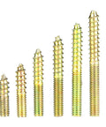 Top Shelf M4 Dowel Screw Set With 110 Zinc Plated Iron Double Ended Hanger Bolts in various lengths, ideal for DIY furniture assembly.