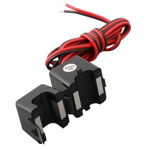 Slick Split Core Current Transformer Clamp With Dead Simple Live Wire Hookup And Bang On Point Five Accuracy For Quick Ev Charger Grid Tracking And Solid 5G Station Power Monitoring, featuring black plastic, red and black wires.