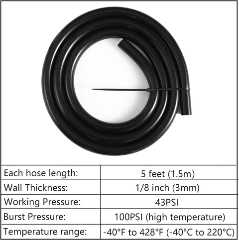 Upgraded High Temp Silicone Vacuum Hose Kit For Your Ride Includes 3 Sizes 4Mm 6Mm And 10mm Inner Diameter Plus 5 Ft Black Rubber Tubing Heavy Duty Wall Thick For Engine Bay Performance Projects That Feel Sweet. Black 5 ft hose, 3mm wall