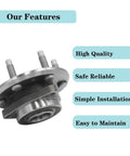 Front And Rear Wheel Bearing And Hub Assembly 6 Lug With ABS Fit For Buick Enclave 2008 2017 Chevrolet Traverse 2009 2017 GMC Acadia 2007 2016 Saturn Outlook 2007 2010 OE Grade Replacement showing features