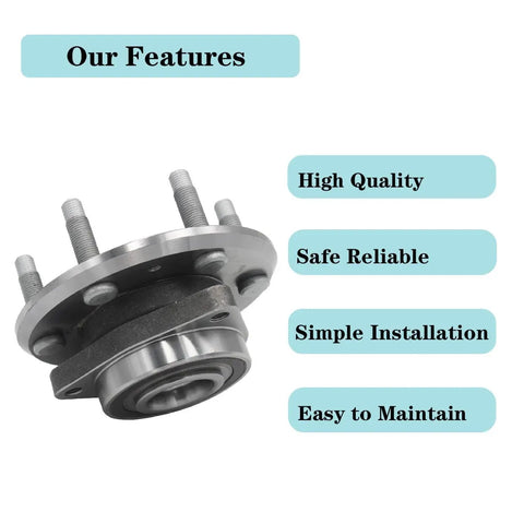 Front And Rear Wheel Bearing And Hub Assembly 6 Lug With ABS Fit For Buick Enclave 2008 2017 Chevrolet Traverse 2009 2017 GMC Acadia 2007 2016 Saturn Outlook 2007 2010 OE Grade Replacement showing features