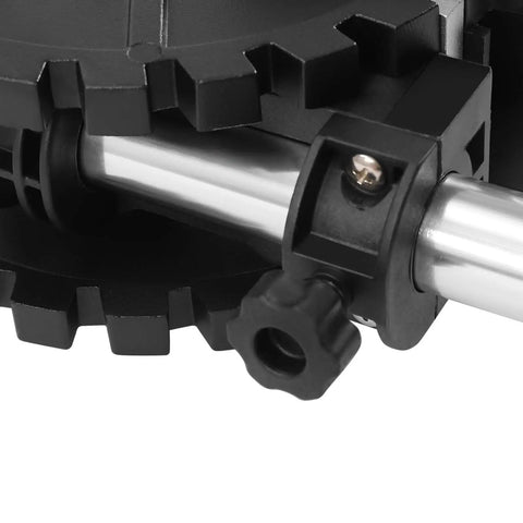 Detail of the adjustment mechanism on the Slick 60 Lb Thrust Transom Mounted Electric Trolling Motor with Eight Speed Settings.