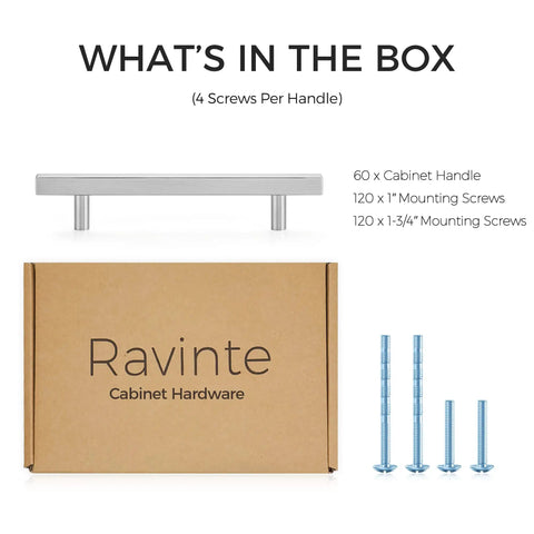 60 Pack Square Cabinet Pulls In Brushed Nickel 7 3 8 Inch Length 5 Inch Hole Center Stainless Steel Kitchen Drawer Handles Modern Flat Cabinet Hardware Durable Easy Install Sweet Value Bulk Pack box and screws