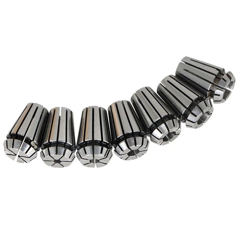 7Pcs ER11 Spring Collet Set 1/16 To 1/4 Inch For CNC Milling Lathe And Engraving Machine Carbon Steel Build Laid Out Horizontally