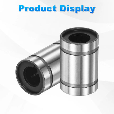 LM5UU Linear Ball Bearings 5mm Bore 10mm OD 15mm Length shown from the side displaying double rubber seal sleeves.