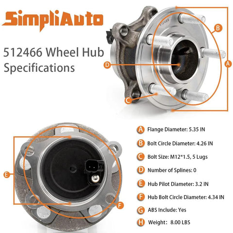 Rear Wheel Hub And Bearing Assembly For Ford Focus 2012-2018 Without Automated Parking System 5 Lug Street Ready OEM Fit