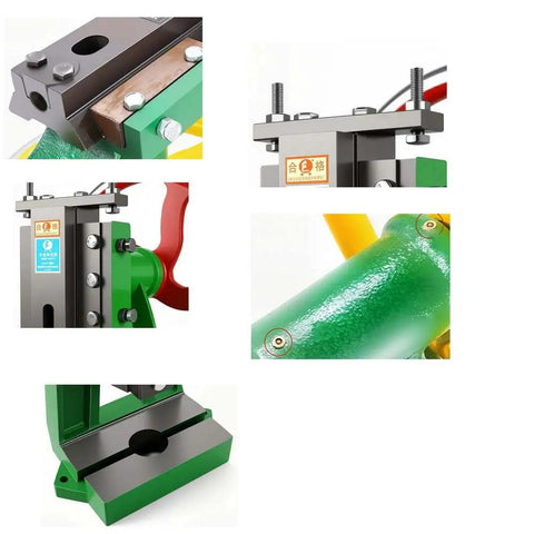 Close-up details of the Heavy Duty Cast Iron Arbor Press With 47mm Stroke Manual Crank Bench Tool components and mechanism.