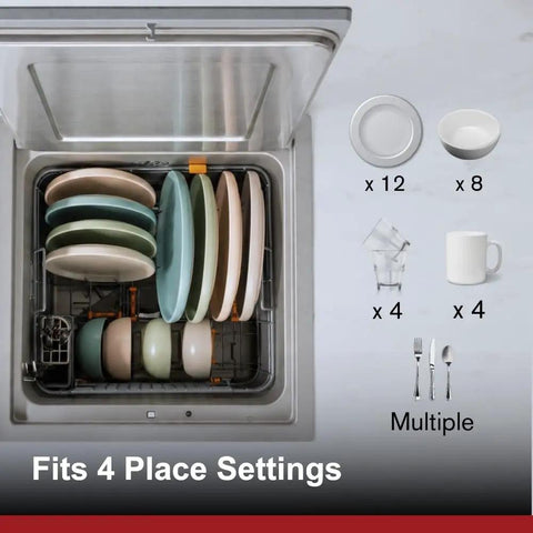 Compact 3 In 1 In Sink Dishwasher With Build In Produce Washer And Pasteurizer Boasting 360 Degree Rotary Spray fitting 4 place settings.